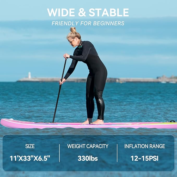 YUSING Inflatable Stand Up Paddle Board with Kayak Seat, Non-Slip Deck SUP Paddle Board with Premium Kayak, Portable Standing Boat for Youth & Adult