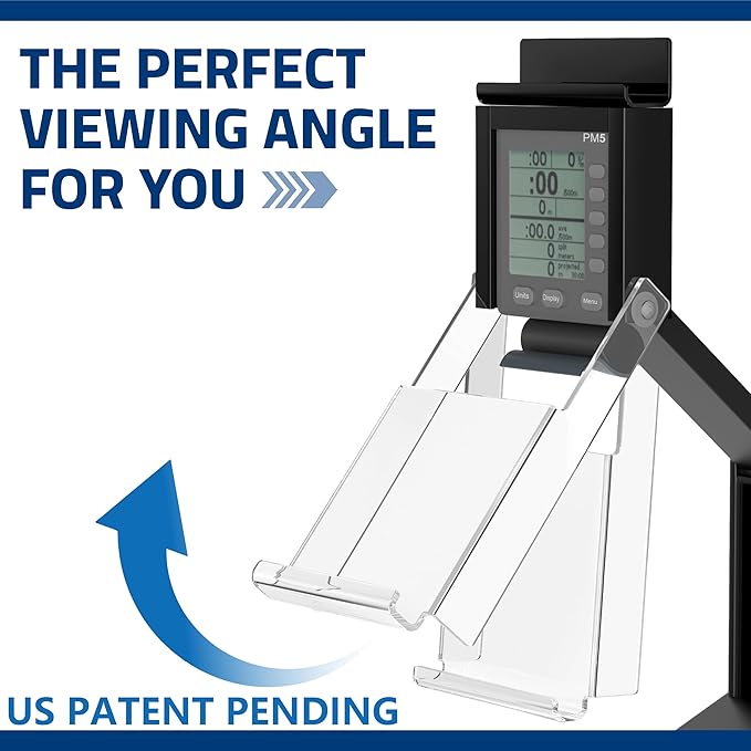 Phone & Tablet Holder Compatible with Concept 2 Rowing Machine & Skierg with PM5 Monitor, Rower Accessories, 2-in-1 Phone & Tablet Mount Stand for Model D&E and Rowerg, NOT for PM3/PM4, Patent Pending