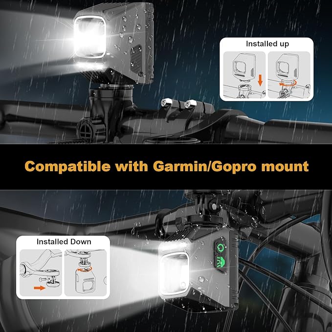 1200 LM Bike Lights for Night Riding, LED USB-C Rechargeable IPX65 Waterproof Bicycle Headlight for Mountain Road Cycling