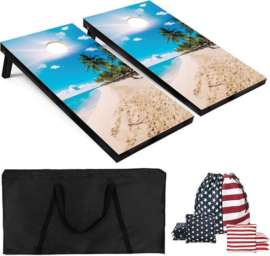 Cornhole Board Set with Carrying Bags & 8 Bean Bags Corn Hole Boards Bean Toss Game for Adults Family Outdoor Lawn Outside Backyard Games