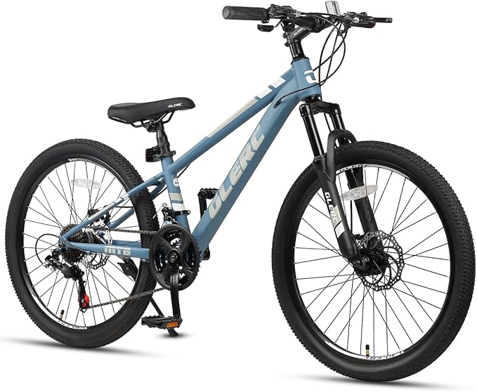 Glerc 20 24 Inch Kids Bike, Kids Mountain Bike for Boys and Girls Ages 6-14, 21-Speed Skyline Bicycle with Front Suspension and Disc Brakes, Multiple Colors