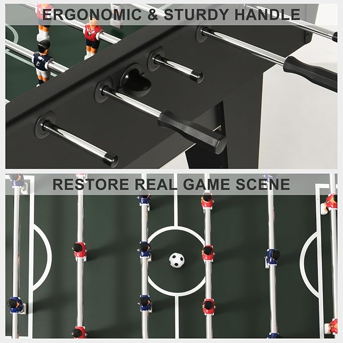 Foosball Table, 58inch Competition Soccer Table Game w/ 2 Balls for Adult Kids Youth, Heavy-Duty Arcade Table Soccer for Home, Game Room