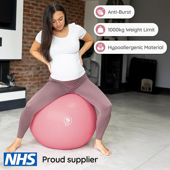 BABYGO Birthing Ball - Pregnancy Yoga Labor & Exercise Ball & Book Set Trimester Targeting, Maternity Physio, Birth & Recovery Plan Included Anti Burst Eco Friendly
