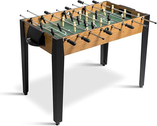 RELAX4LIFE 48'' Foosball Table, Wooden Soccer Game Table with 2 Footballs, Score Devices, Recreational Foosball Games for Kids & Adults, Arcade Table for Pub, Bars, Parties Family Night Game