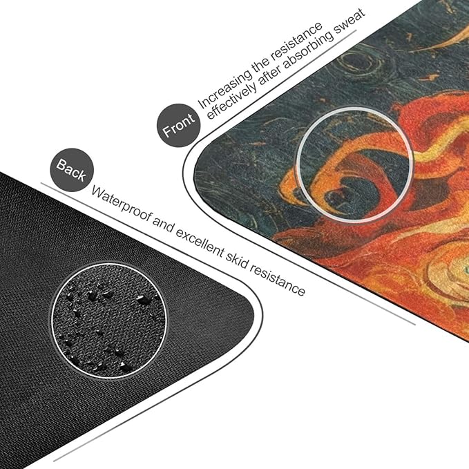 Phoenix Pattern Yoga Mat, 71 x 26 Inch Non-slip Yoga Mats Folding Travel Exercise Mat Indoor Outdoor Gym Pilates with Storage Bag for Women Men