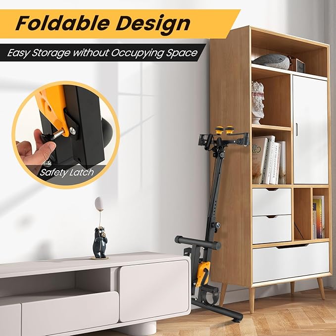 Goplus Foldable Pedal Exerciser for Seniors, Hand Arm Leg Knee Physical Therapy Exercise Bike w/Adjustable Height, Handgrip, Resistance Band, Recovery Home Workout Equipment for Elderly