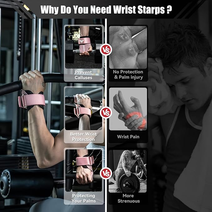 MANUEKLEAR Gym Straps Weight Lifting, Double Leather Lifting Straps for Men Deadlift with Cushion Wrist Loop, Gym Lifting Wrist Wraps for Weightlifting