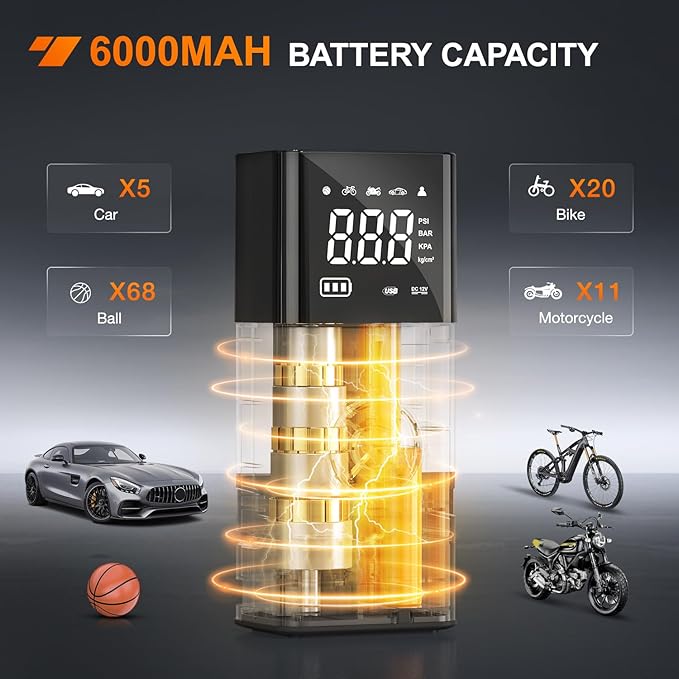 Nilight Tire Inflator Portable Air Compressor Rechargeable 12VDC 150PSI Cordless Battery Cigarette Powered 2X Faster Inflation Pump w/Digital Pressure Gauge for Car Motorcycle Bike
