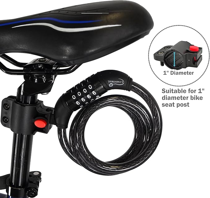 Lumintrail Combination Bike Lock Cable - 6ft Bike Locks Heavy Duty Anti Theft with Combinations - Bike Cable Lock Combination with Mounting Bracket (1 Pack, Purple)