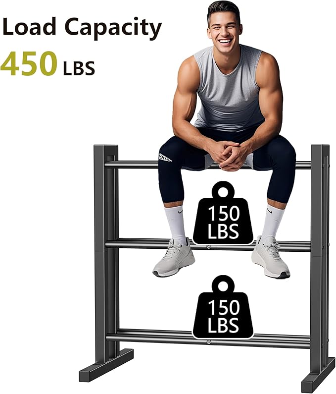 31Inch Dumbbell Rack Only - 450LB Capacity Weight Rack, 3-Tier Heavy Duty Dumbbell Stand Kettlebell Rack For Dumbbells, Kettlebells, Home Gym.