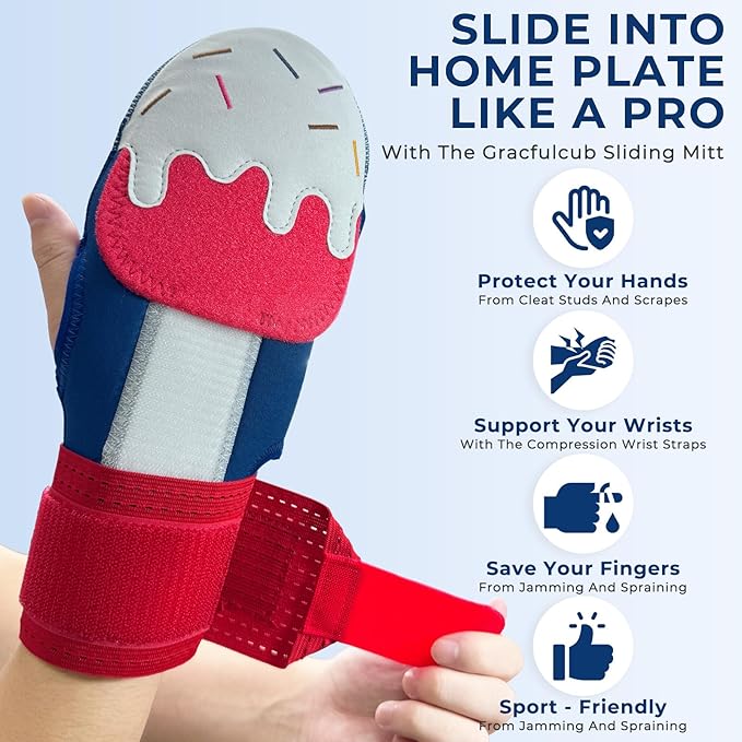 Gracfulcub Baseball Sliding Mitt, Baseball Glove Softball Guard, Ergonomic Design Protecting Fingers for Basic Base Running