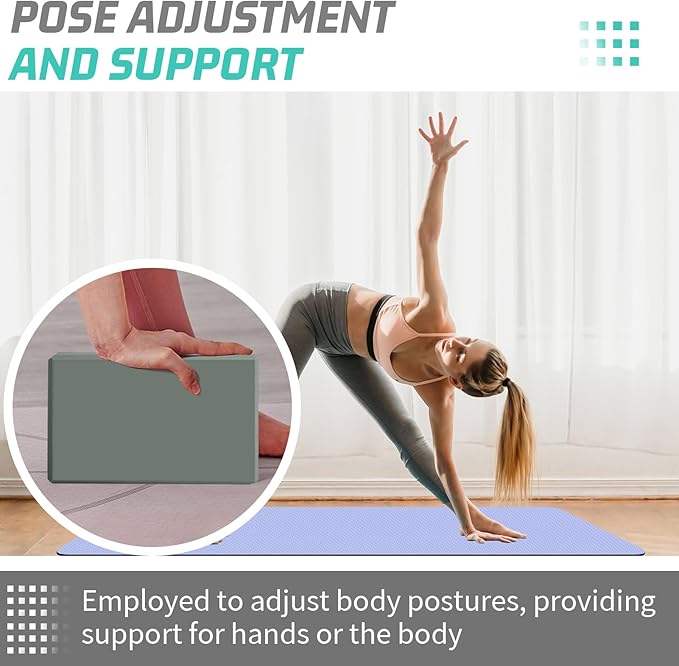Yoga Block, Yoga Bricks Supportive Latex-Free EVA Foam, Soft Non-Slip Exercise Blocks, Yoga Accessories for Pilates, Meditation, Balance, Stretching and Deep Poses