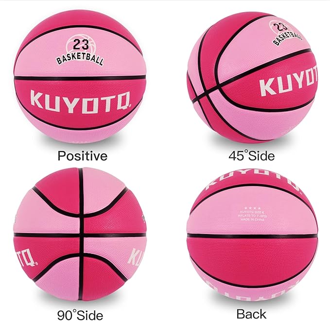 KUYOTQ Kids Toddler Youth Adult Size 3/4/5/6/7 Basketball 22/25.5/27.5/28.5/29.5" Thickened Rubber or Faux Leather Basketball for Boys Girls (Deflated)