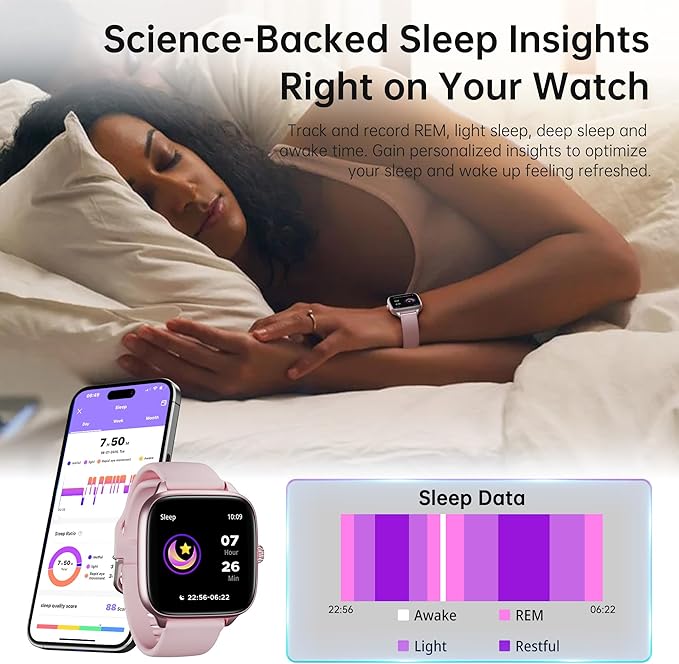 Fitness Tracker Answer/Make Calls, Smart Watch with Blood Pressure, Blood Oxygen, 24/7 Heart Rate Monitor, 120+ Sport Mode Activity Tracker, Waterproof Sleep Tracker for Women Men (Pink)