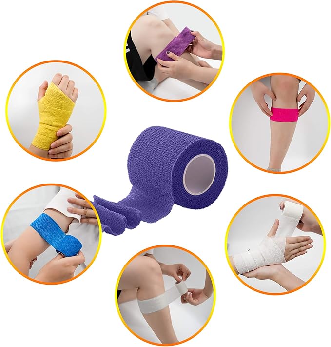 BQTQ 30 Rolls Self Adhesive Bandage Wrap 2 inch Self Adherent Wrap Tape Breathable Athletic Tape Stretch Sports Wrap Self Adhesive Wrap for Wrist Ankle Swelling Sprains(Rainbow Color)