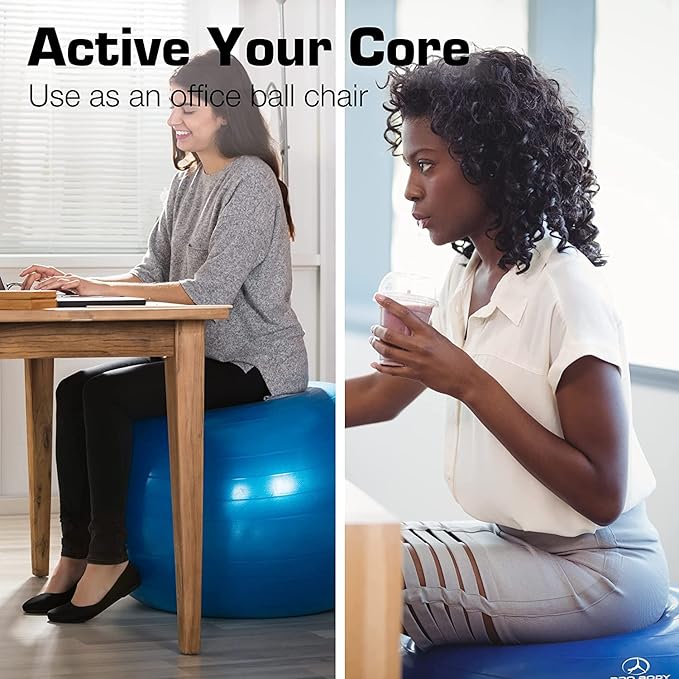 ProBody Pilates Yoga Ball - Fresh Colors Exercise Ball for Stability, Pregnancy, Workout & Physical Therapy