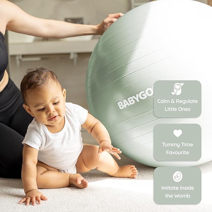 BABYGO Birthing Ball - Pregnancy Yoga Labor & Exercise Ball & Book Set Trimester Targeting, Maternity Physio, Birth & Recovery Plan Included Anti Burst Eco Friendly
