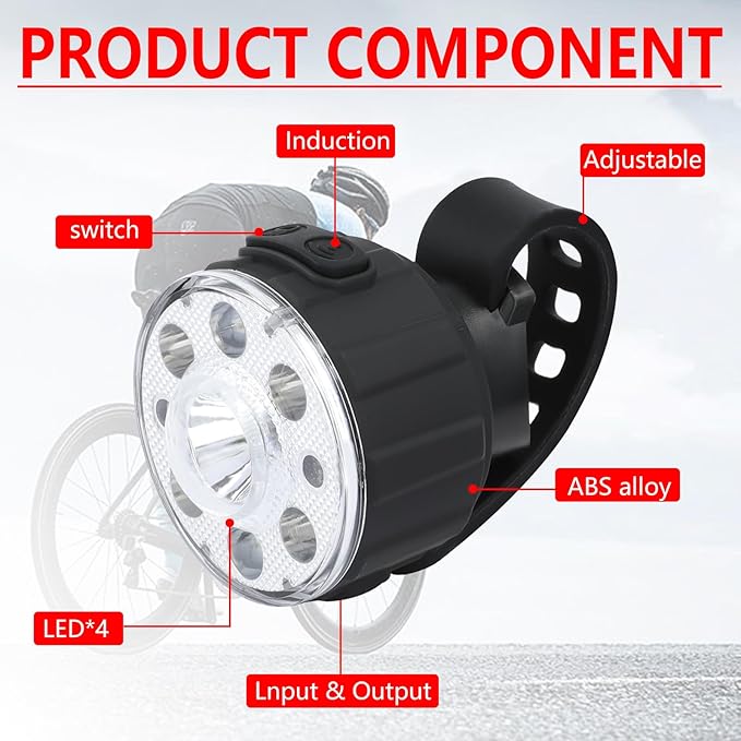 400 lumens Bike Headlight, Smart Sensor Mode Bike Light,Anti-Glare Waterproof Bike Headlight, USB-C Rechargeable Battery, Adjustable LED Bike Light for Night Riding