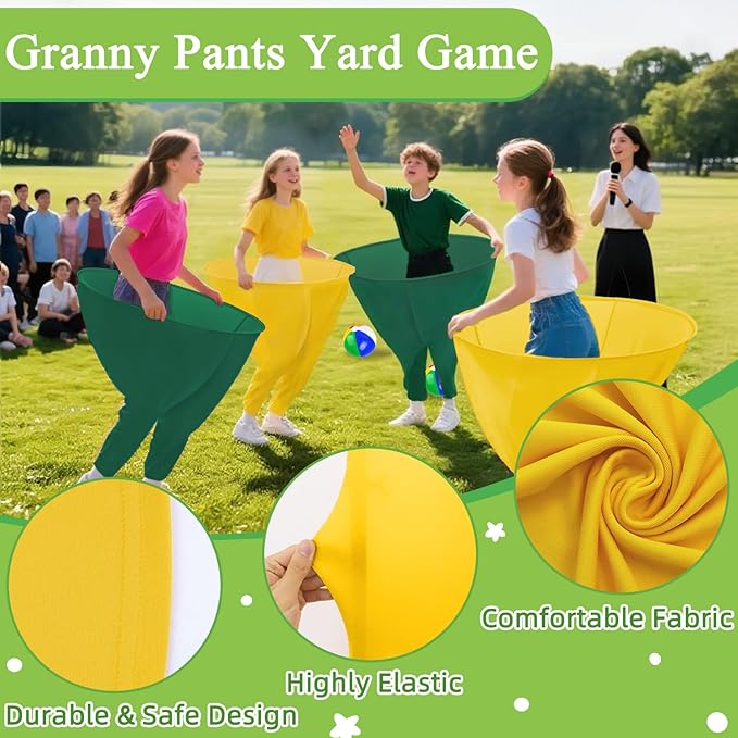 Granny Pants Yard Game Freaky Party Games Pants with Bouncy Balls and Air Pump Oversized Granny Pants Outdoor Game for Adults and Family Interactive Throwing Game for Group Gatherings