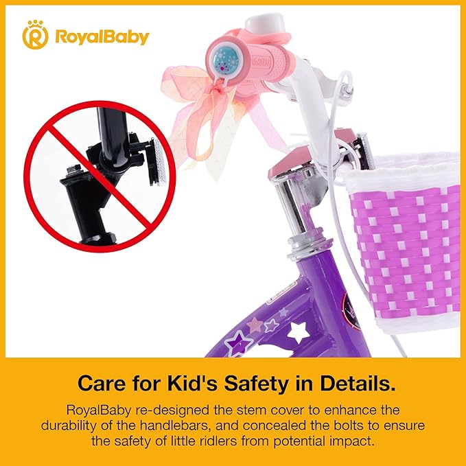 RoyalBaby Girls Bike EZ Bike Stargirl Training Free Balance to Pedal Easy Learning Bicycle, 12-20 Inch for Toddlers & Big Kids.