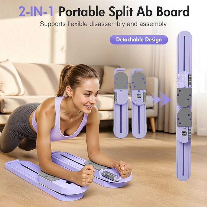 6-in-1 Portable Pilates Board, Split Reformer with Resistance Bands, Detachable Hanging Design with LED Display for Home Pilates, for Women & Men to Shape, Exercise & Strengthen Core