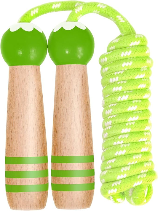 Jump Rope Kids Boys and Girls Children’s Adjustable Cotton Skipping Rope with Wooden Handle for Fitness Training Exercise Outdoor Activity