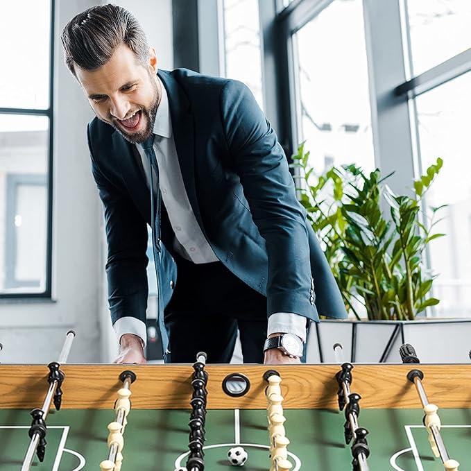 RELAX4LIFE 48'' Foosball Table, Wooden Soccer Game Table with 2 Footballs, Score Devices, Recreational Foosball Games for Kids & Adults, Arcade Table for Pub, Bars, Parties Family Night Game