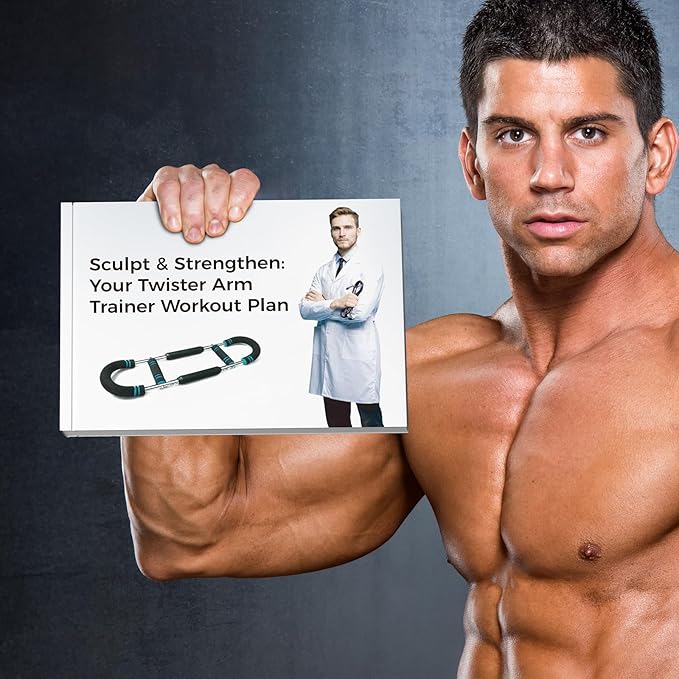 Weekly Chest Arm Training Plan Included – 2025 Upgraded 9 Resistance Levels (20-140LBS) Adjustable Twister Trainer with 4 Springs & Workout Poster, Arm Workout for Men