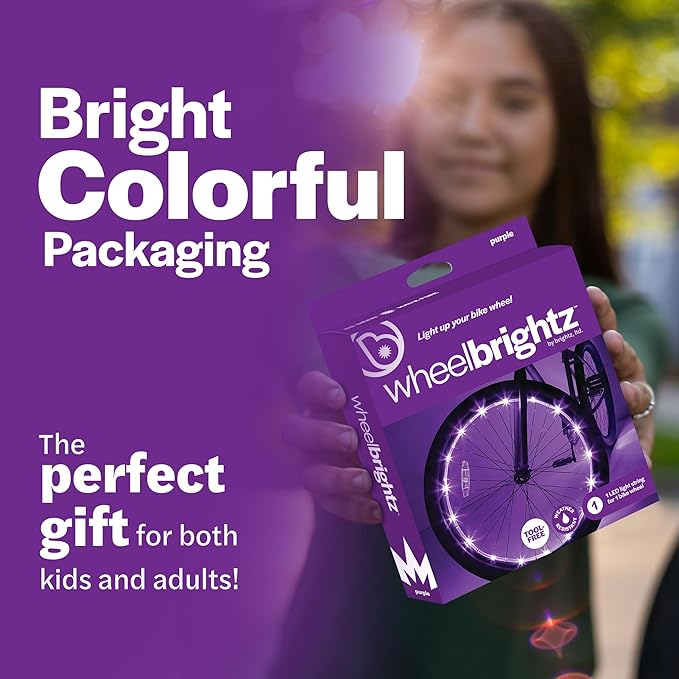 Brightz WheelBrightz LED Bike Wheel Lights - 2025 Edition with Superior Straps & LED-Weatherproof Shield! 14 Colors - Unmatched Durability, Visibility & 48+ Hours of Dazzling Illumination