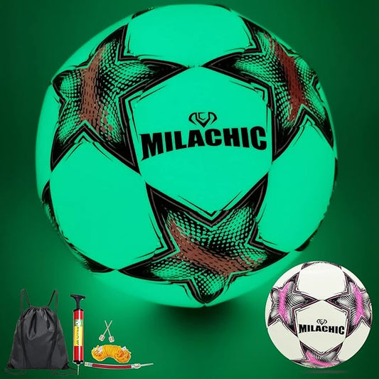 Soccer Ball, Glow in The Dark Soccer Ball Size 3/4/ 5 with Pump, Glowing Luminious Soccer Balls Gifts for Teens, Youth, Men, Women Indoor-Outdoor Soccer Training