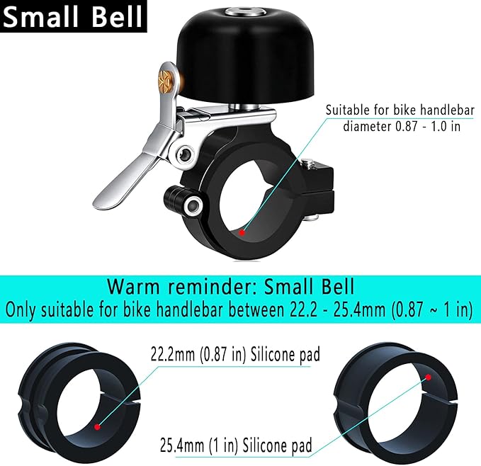 Greallthy Bike Bell Classic Brass Bicycle Bell,Bike Bells for Adults Kids,Loud Sound Bells Fit for 0.87-1.25in/22.2-31.8mm Bicycle Handlebars,Road Mountain Bike Accessories.