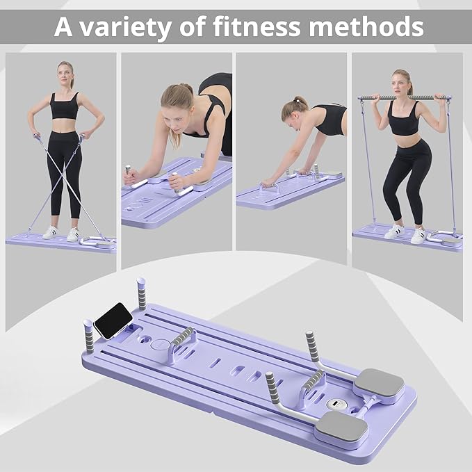 JANUA Pilates Board - Pilates Reformer Set, Multi-Purpose Foldable Pilates Reformer Board for Home, 5 in 1 Pilates Sliding Board