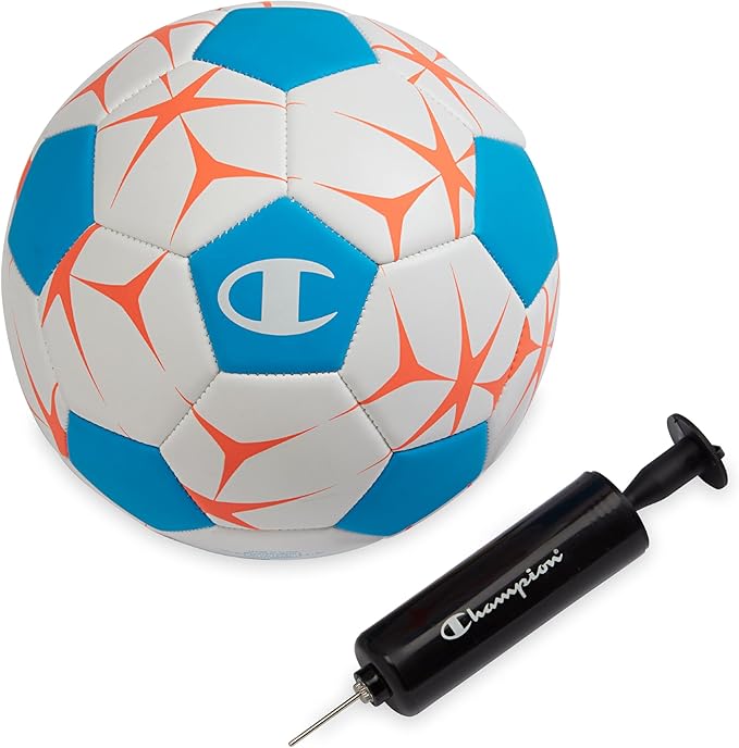 Champion Youth & Adult Soccer Ball - Paneled Design, Enhanced Control, Durable Cover & Butyl Bladder, for Indoor & Outdoor Training, Sizes 3, 4, 5, Includes 6" Pump