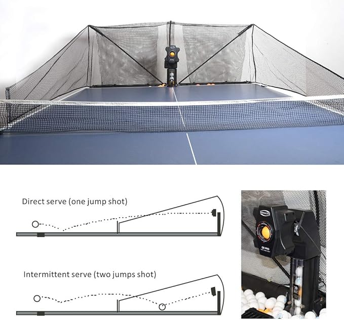 ZXMT Table Tennis Robot Machine Tabletop Ping Pong Robot Trainer with Catch Net and Remote Control for Training(Upgrade Q8)