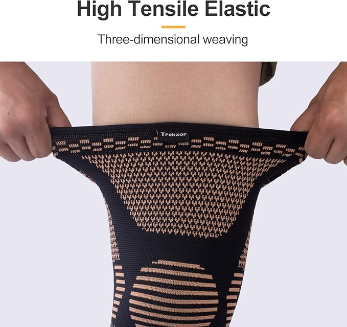 Knee Brace for Women and Men, Knee Compression Sleeve for Running, Workout, Hiking, and Fitness, Knee Brace for Arthritis Pain and Support (Pair, Black, X-Large)