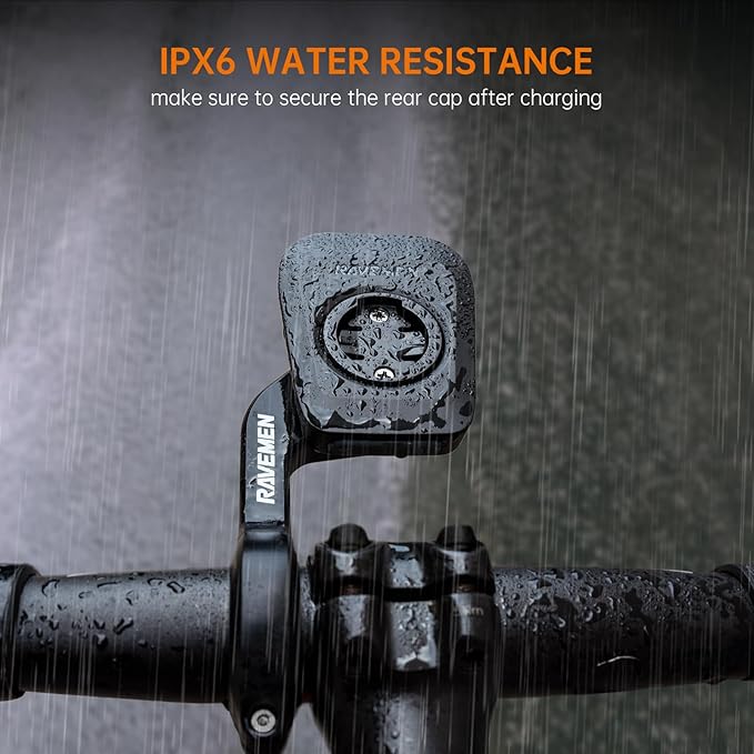 RAVEMEN FR160 Compatible with Garmin Bike Computer, Bike Light for Being Seen, Compact Flashing Light for Bike Safety with 6 Modes, Side Visibility (Patent Protected)