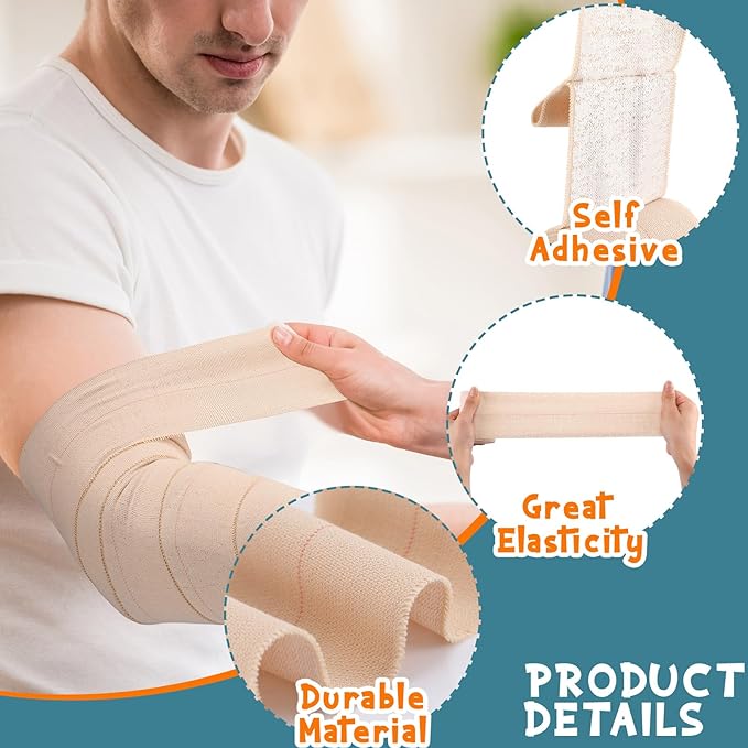 30 Rolls Adhesive Elastic Tape Bandage Tape Self Adhesive Wrap Elastic Flexible Stretch Bandages for Sports Ankle Knee and Wrist Sprains Animal Pets(3 Inch x 5 Yard)