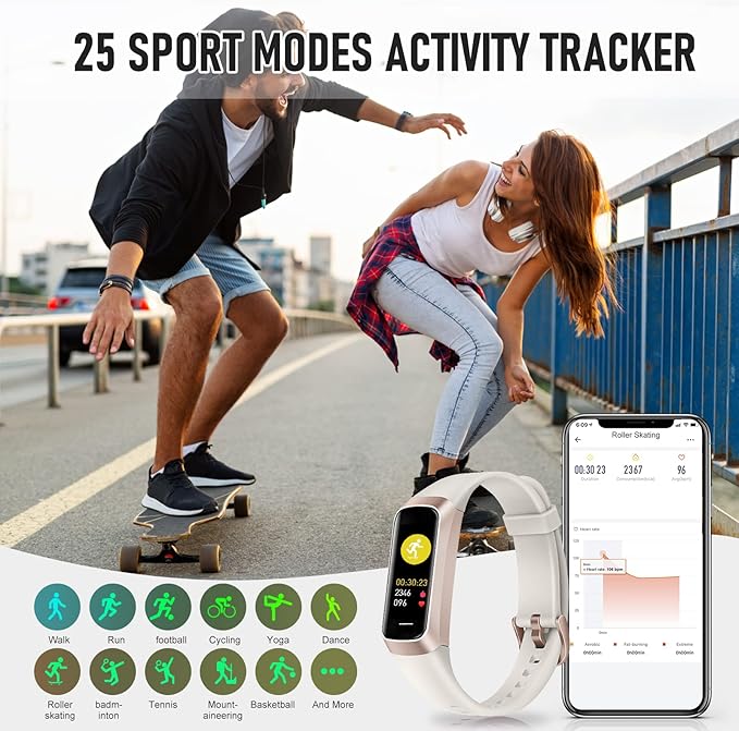 Fitness Tracker, Blood Pressure Watch with 24/7 Heart Rate, Step Counter for Walking, Step Trackers Activity Pedometer for Women Men Android iOS