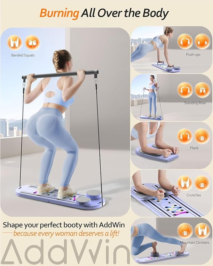 Pilates Board Pilates Reformer Set, Multifunctional Pilates Board for Home Workout, 15-in-1 Flo Pilates Portable Reformer 2025 for Full-Body Exercise
