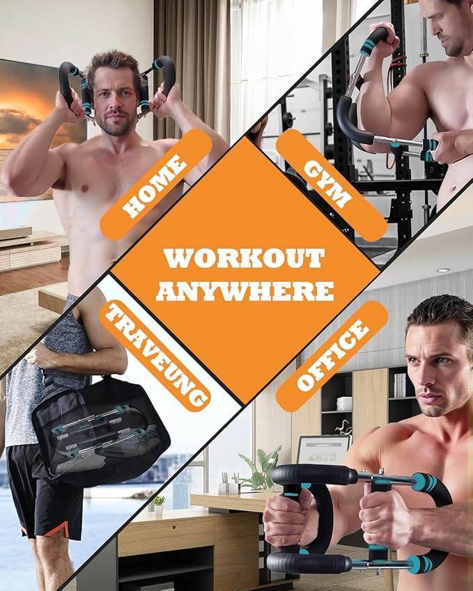 Twister Arm Trainer, 40-100lb Adjustable Chest Workout Equipment, Portable Chest Trainer for Men, Detachable Resistance Power Twister Bar for Home/Travel