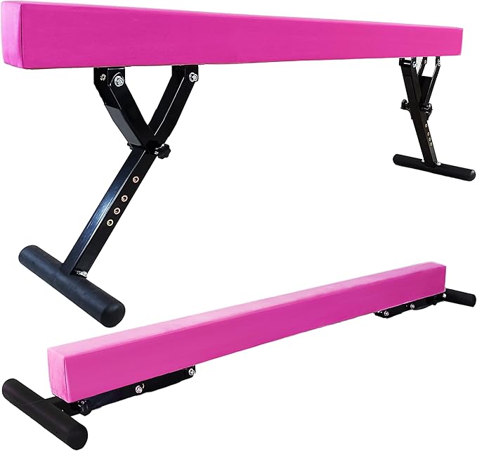 Adjustable Balance Beam Gymnastics Beam 8 FT Adjustable Height Beams for Kids, High and Low Floor Beams,Gymnastics Equipment for Kids Adults Training at Home and Gym Center