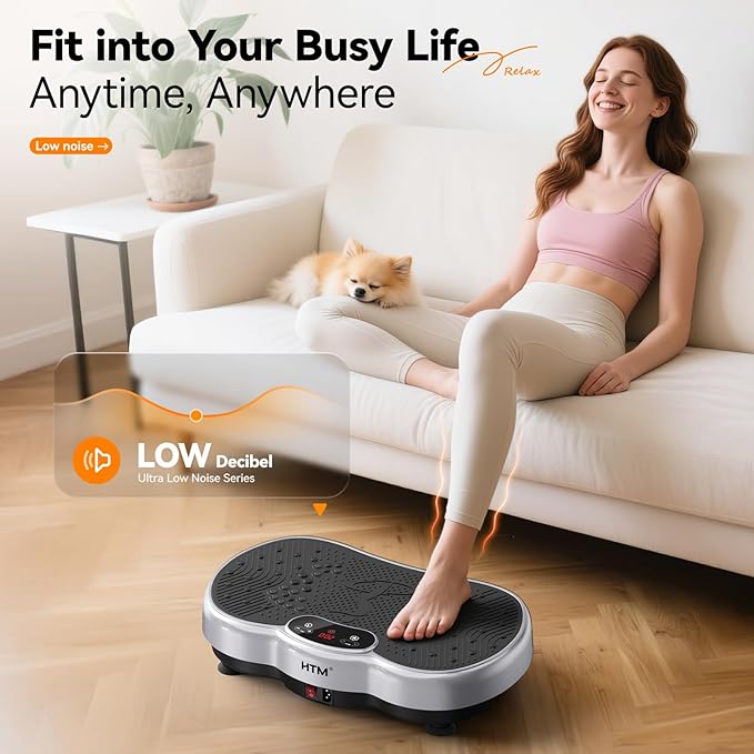 Vibration Plate Exercise Machine - 300 lbs Weight Capacity, 120 Speed Levels, 9 Workout Modes for Home Fitness, Muscle Toning & Weight Loss