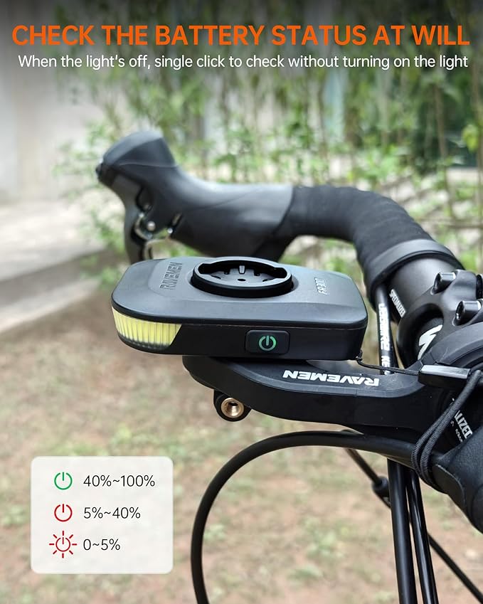 RAVEMEN FR300 Compatible with Garmin/Wahoo Bike Computer, 300 Lumen Warning Flashing 6 Modes Cycling Computer Accessories with Auto On Off, USB C Rechargeable for Road Bike (Patent Protected)