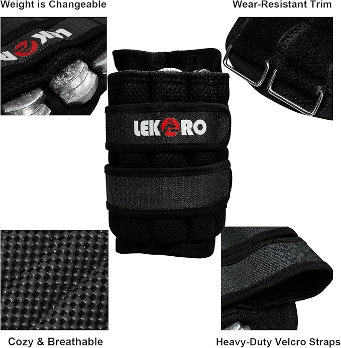 Adjustable Wrist Ankle Weights, Removable Arm & Leg Weight for Men & Women, Fitness, Strength Training, Running, Walking, Jogging, 1 Pair 2 Pack