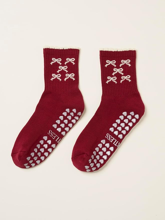 Crew Half Calf Grip Socks, Cutest Fruits Pilates Socks, Ruffle socks, Non-Slip, Barre Yoga Fitness