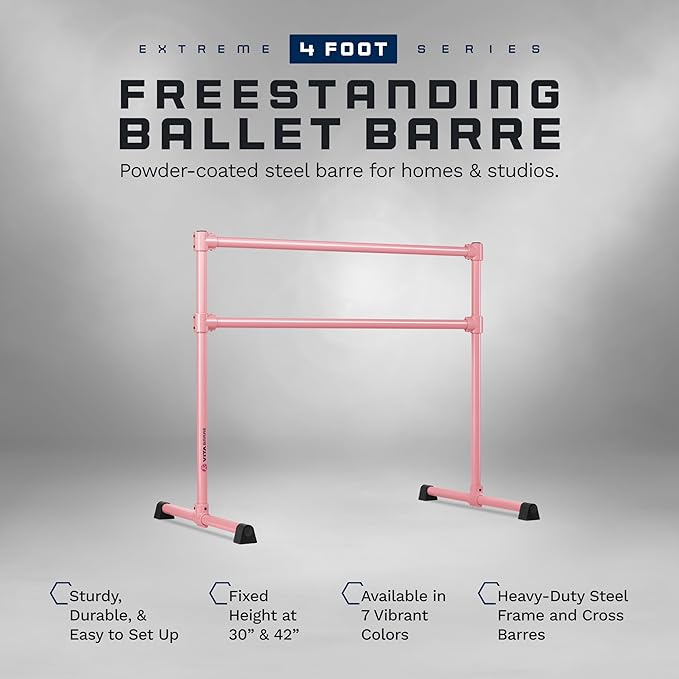 VITA Barre Portable Freestanding Double Ballet Barre, Extreme, Steel | Fixed Height, Made in USA, Home or Gym Exercise Equipment for Kids & Adults | Dance, Fitness, Pilates