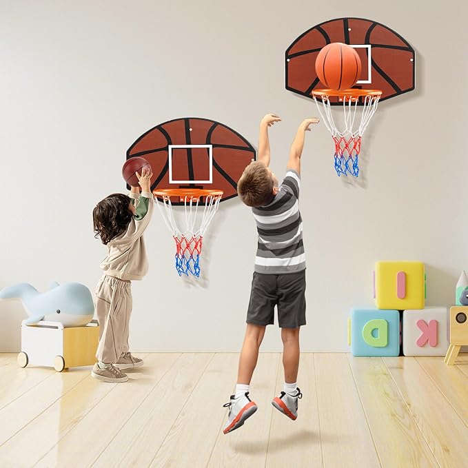 GYMAX Mini Basketball Hoop, Portable Wall Mounted Basketball Hoop with Shatterproof Backboard & All Weather Net, Mounting Hardware Included, Indoor Outdoor Basketball Goal for Kids, Teenagers, Adults