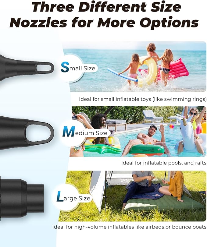 Dr.meter Air Mattress Pump, Rechargeable 6000mAh Portable Air Pump, Quick-Fill Electric Air Inflator Deflator for Outdoor Camping Inflatable Bed Pool Boat Float Raft Swimming Rings Vacuum Bag