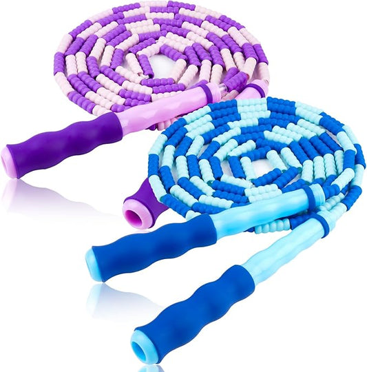Jump Rope for Kids, Adjustable Jump Ropes for 4 5 6 7 8 10 12, Tangle Free Jumping Rope Age 8-12, Segmented Soft Beaded Skipping Rope for Women Fitness