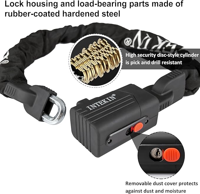 Bike Chain Lock 3FT/4FT/5FT Heavy Duty Bike Lock Anti-Theft Bicycle Chain Lock 8mm/10mm Thicker Bicycle Lock Chain Bike Lock with 3 Keys for Bike, Motorcycle